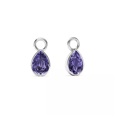 Petite Teardrop Mix Charms With Tanzanite Crystals Rhodium Plated • $22.95