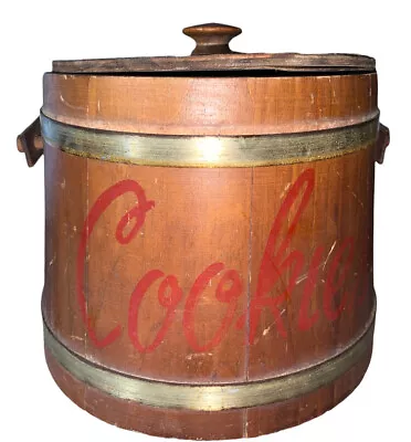 8” Vintage Firkin-Wood Sugar Bucket-Shaker Pantry Box-Cookies-Primitive • $98.99