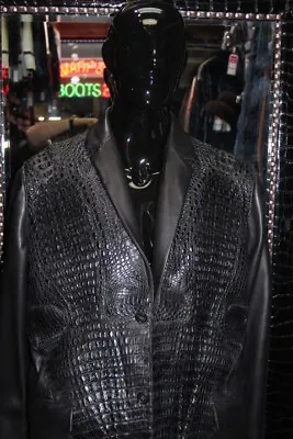 Genuine Black Alligator Jacket For Men Black • $1495