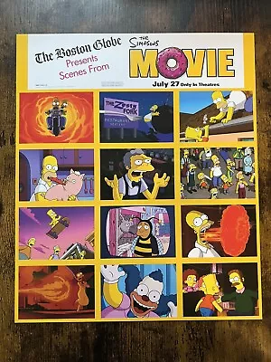 2007 The Simpsons Movie Promo Full Sheet 12 Trading Cards Trivia Boston Globe • $14.99