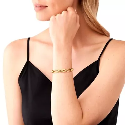 Michael Kors Ladies' Statement Link 14ct Gold Plated Empire Link Chain Bracelet • $186.77