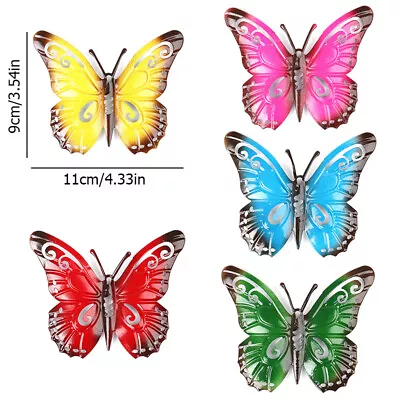 5Pcs Colorful Metal Butterfly Yard Garden Decor Outdoor Lawn Wall Art Decor • £6.48