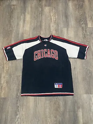 Chicago Bulls Champion Shooting Shirt 90s NBA Authentic Pullover Warmup Medium • $109.99