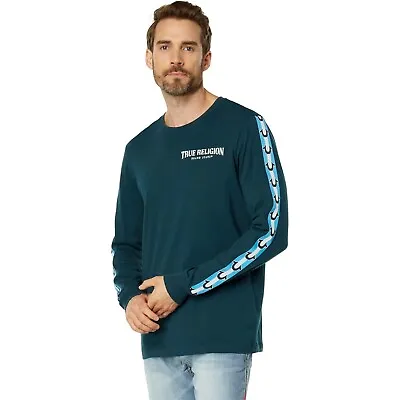 True Religion Mens Long Sleeve Reflecting Pond Shirt Teal Size XXL NWT • $50