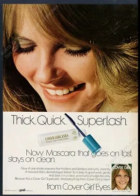 1972 Cheryl Tiegs Photo Cover Girl SuperLash Mascara Makeup Vintage Print Ad • £9.49
