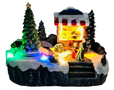 LED Lightup Christmas Ornament Market Stall Winter Festive Music Xmas Scene • £16.99