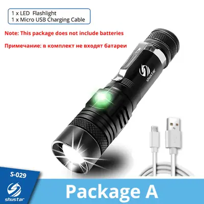 LED Flashlight With XP-L V6 LED Lamp Waterproof Torch Zoomable 4 Lighting Modes • £35.99