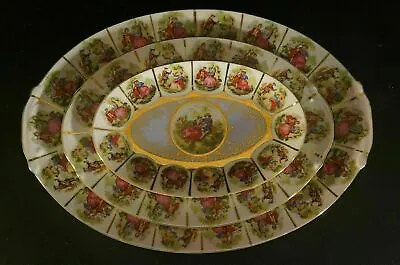 Set Of 3 Royal Vienna Serving  Oval Platters  Love Story  Antique Porcelain. • $299.99