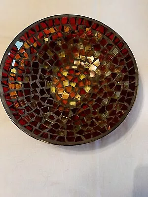 Mosaic Fruit Bowl/centerpiece Decor Red&yellow Gold Hues • $16.99