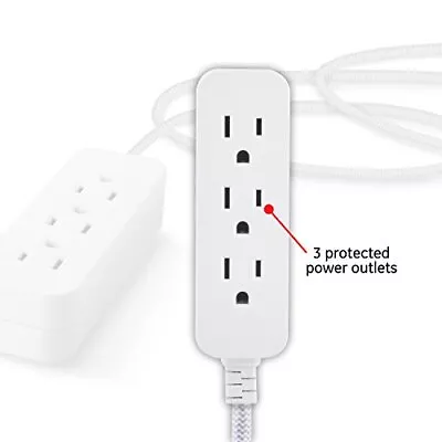 GE Pro Designer Extension Cord 8' 3 Outlets Gray/White Low-Profile Plug • $11