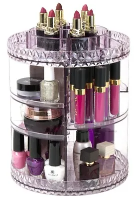 360° Rotating Makeup Organizer Carousel Storage Purple • $34.99