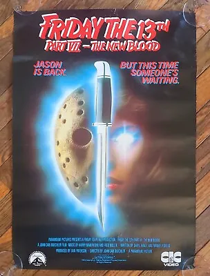 1988  FRIDAY THE 13TH PART 7: THE NEW BLOOD  Orig VIDEO STORE UK PROMO POSTER • $124.99