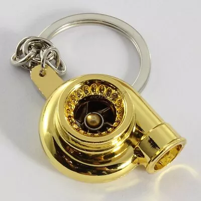 JDM High Quality Gold Spinning Turbo Charger Turbine Keychain Keyring Ring FOB • $6.49