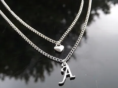 £3.37 • Buy Handmade Silver Plated Multi Layer Initial Necklace With Letter & Heart