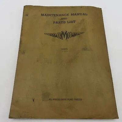 Marmon Herrington Model CM904 All Wheel Drive Ford Trucks 1954 Maintenance Parts • $175.50