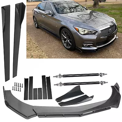 Carbon Fiber Front Bumper Lip Side Skirt/ Strut Rods For Infiniti G37 G35 Q50 • $149.99