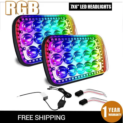 7X6 RGB MULTI COLOR LED Headlights For Toyota Pickup Truck Nissan - 2Pcs • $79.99