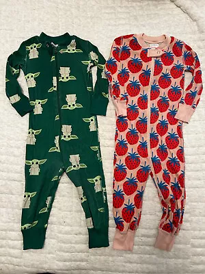 Hanna Andersson LOT PJs 18-24 Mo Baby Yoda/Grogu And Strawberries Zip Sleepers • $25