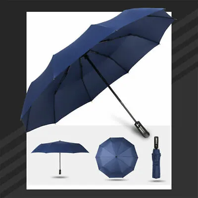 Men & Women 10 Ribs Stormproof Automatic Strong Folding Windproof Umbrella UK • £7.55