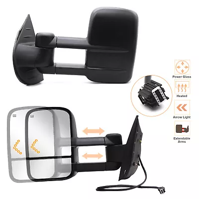 Tow Mirrors Fits 2008-2012 GMC Sierra 2500 3500 Power Heated Arrow Signal LH RH • $89.86