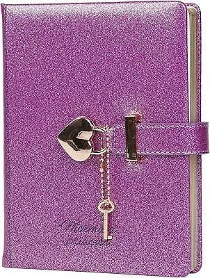Heart Lock Journal Notebook With Key School Birthday Girl 144 Sheet Lined Purple • $41.99