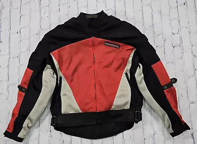 Motoboss Motorcycle Jacket Padded Protection Armored Mesh Balck Red MENS SZ M • $59.99