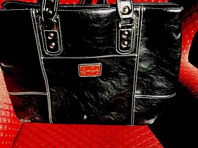 Franklin Covey HHG Black Vinyl Tote Briefcase Bag Purse Heritage Travelware • $34.65