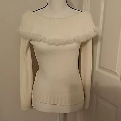 B ALTMAN & CO FIFTH Vtg Ave Maria Christina Women Embellish Cowl Neck Sweater M • $35.96