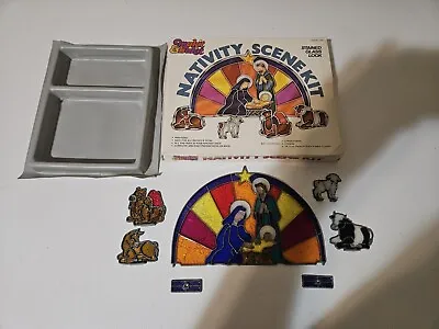 Vintage Makit & Bakit Stained Glass Look Nativity Scene Kit1980rare Christmas • $29.99