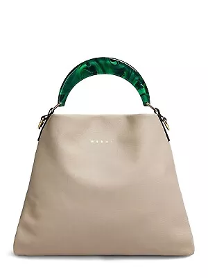Marni Venice Small Light Camel Beige Leather Top Handle Bag New SS24 • $1179