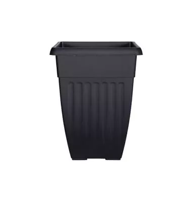 42cm Black Tall Athens Plant Pot Tall Flared Garden Plastic Patio Flower Planter • £8.69