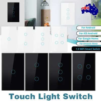 AU WiFi / Touch Light Switch 1 2 3 4 Gang Wall Switch Glass Panel LED Indicator • $18.79