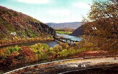 Three States Potomac Shenandoah Rivers Harpers Ferry West Virginia Postcard • $0.99
