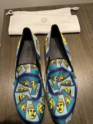 Versace Men’s Silk Loafer Printed EU Size 44 US Size 10/10.5 • $225