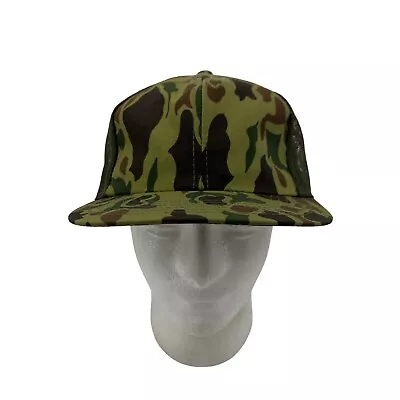 Vintage YR Hunting Hat Mens Snapback Green Camo Trucker Mesh Back Adjustable • $19.94