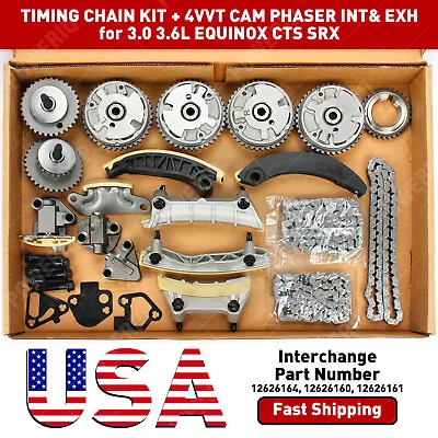 Complete Kit Timing Chain& 4VVT Cam Phaser Int& Exh For 3.0 3.6l Equinox CTS SRX • $233