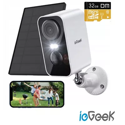 IeGeek 2K Outdoor Solar Wireless Security Camera WiFi Battery CCTV System Alexa • £35.99
