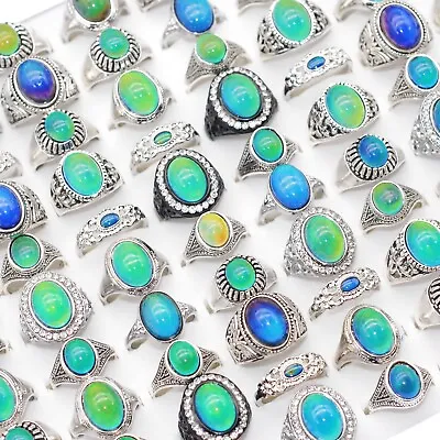 Wholesale 50 Mixed Style Vintage Mood Ring Bulk Women Men Fashion Finger Jewelry • $29.44