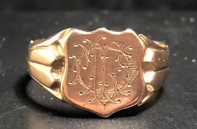 Vintage 9ct Rose Gold Signet Ring  Size U1/2 - 4.04g • $311.20