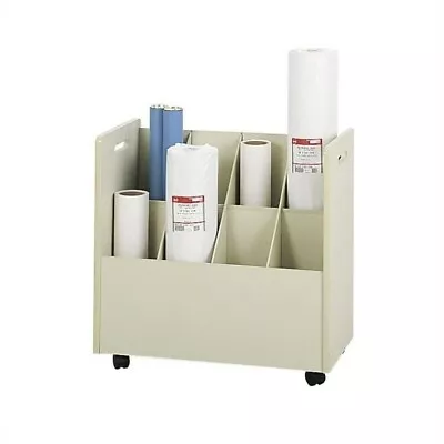 Safco Wood Mobile Roll Files 8 Compartments In Putty • $309.51