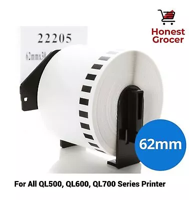 CONTINUOUS THERMAL LABELS FITS BROTHER DK22205 DK-22205 P TOUCH PRINTERS - 62mm • £1.49