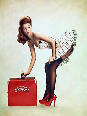 Coca Cola Pin Up Girl Art Reprint Metal Retro Sign Poster Sign Tin • £3.94