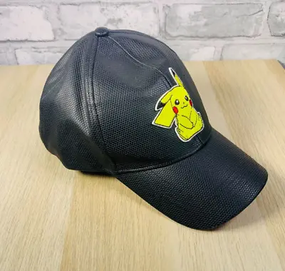 Pokemon Cap Pikachu Black Leather Look 2017 Bioworld Collectable Anime • £9.99