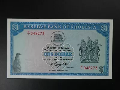 Scarce W/1 Prefix Replacement 1979 Rhodesia (africa) $1 Banknote Original Unc • £49.50