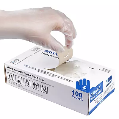 Disposable Gloves M Food Safe | Latex-Free And Powder-Free Clear Vinyl Gloves F • $15.85