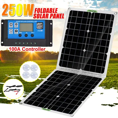 £63.34 • Buy 250W Folding Solar Panel Kit Flexible Power Charger Battery W/100A Controller