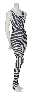 £17.50 • Buy KDC011 Zebra Animal Print Sleeveless Dance Catsuit Unitard By Katz Dancewear