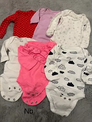 Baby Girl Lot Of 6 Clothes One Piece Bodysuit  Long Sleeve  Newborn • $26.99