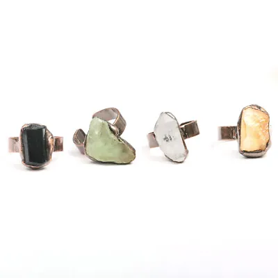 Adjustable Natural Crystal Rings Quartz Stone Irregular Ring Jewelry Heal Reiki • $4.82