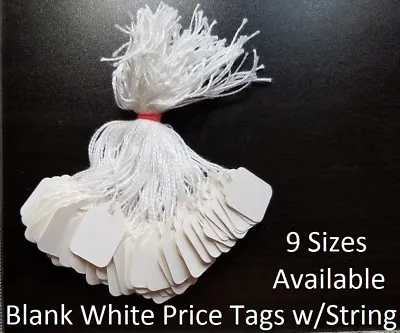 Blank White Merchandise Price Tags W/ String Retail Jewelry Strung Large Small • $30.99
